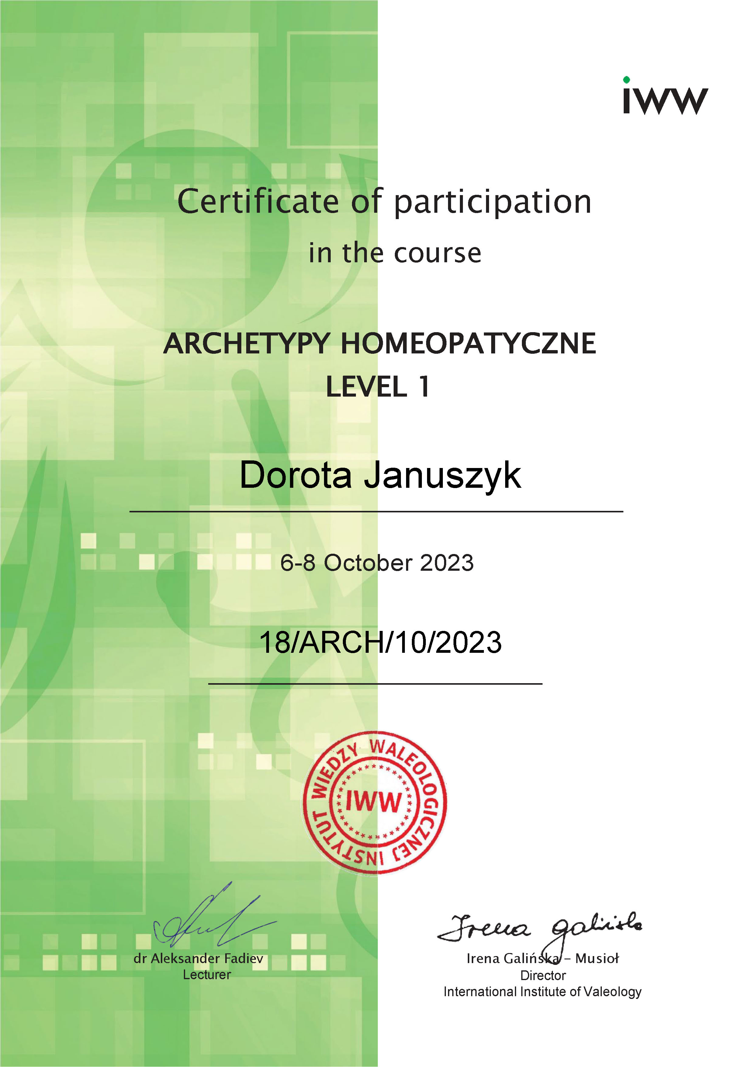 Certyfikat Archetypy